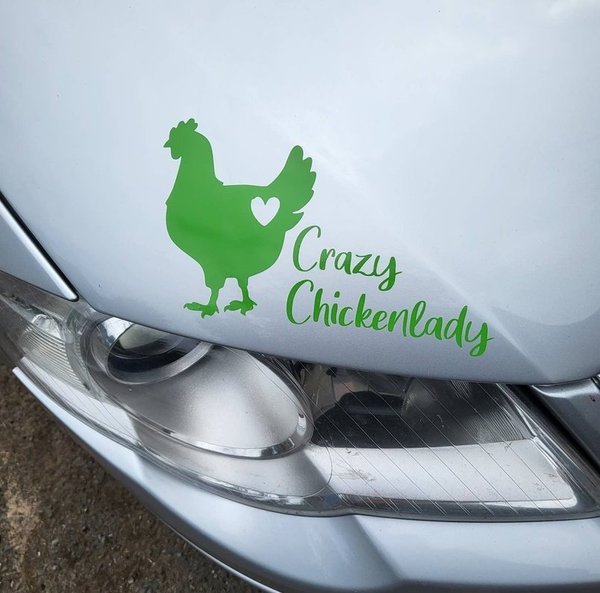 Auto Aufkleber "Crazy Chickenlady"